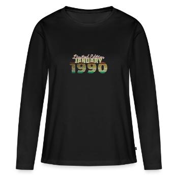 35e anniversaire Édition limitée (SCR) 01/1990 - T-shirt manches longues Premium bio Femme - noir - Devant - Julia (174cm)