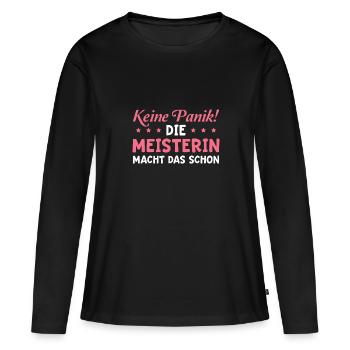 Handwerk Bestandene Meisterprüfung Meisterin - Frauen Premium Bio Langarmshirt - Schwarz - Vorne - Julia (174cm)