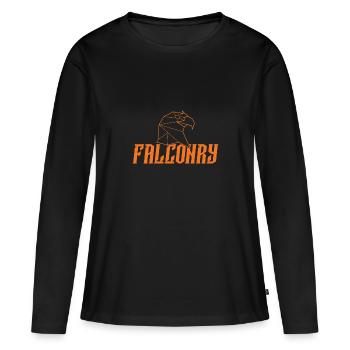 Pub Chasse Dicton Fauconnerie - T-shirt manches longues Premium bio Femme - noir - Devant - Julia (174cm)
