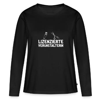 Frisör Schere Lizenzierte Verunstalterin Friseurin - Frauen Premium Bio Langarmshirt - Schwarz - Vorne - Julia (174cm)