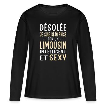 Désolée déjà prise par un Limousin sexy - T-shirt manches longues Premium bio Femme - noir - Devant - Julia (174cm)