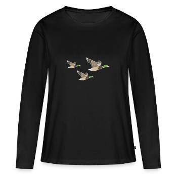 Canard volant Canard Quak - T-shirt manches longues Premium bio Femme - noir - Devant - Julia (174cm)