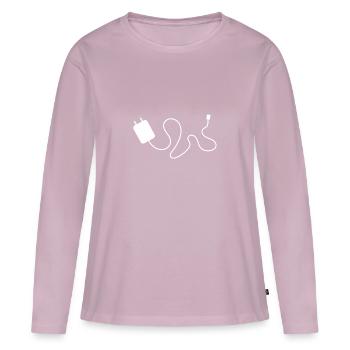 Câble de charge Icon Smartphone - T-shirt manches longues Premium bio Femme - rose poudré - Devant - Julia (174cm)