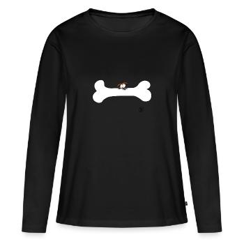 Chien avec os - T-shirt manches longues Premium bio Femme - noir - Devant - Julia (174cm)