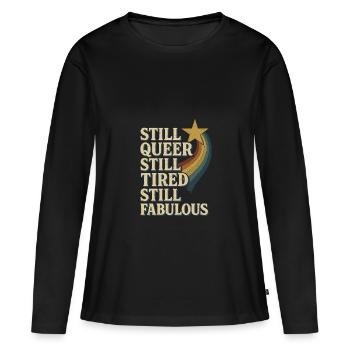 Queer Fatigué Lgbtq Humour Burnout Pride Pastel - T-shirt manches longues Premium bio Femme - noir - Devant - Julia (174cm)
