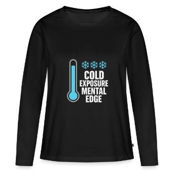 Douches froides Dureté mentale Exposition au froid - T-shirt manches longues Premium bio Femme - noir - Devant - Julia (174cm)