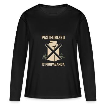 Boire du lait cru Lait cru de la ferme Fraîcheur - T-shirt manches longues Premium bio Femme - noir - Devant - Julia (174cm)