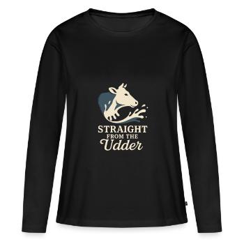 Boire du lait cru Lait cru de la ferme Fraîcheur - T-shirt manches longues Premium bio Femme - noir - Devant - Julia (174cm)