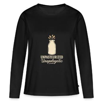 Boire du lait cru Lait cru de la ferme Fraîcheur - T-shirt manches longues Premium bio Femme - noir - Devant - Julia (174cm)