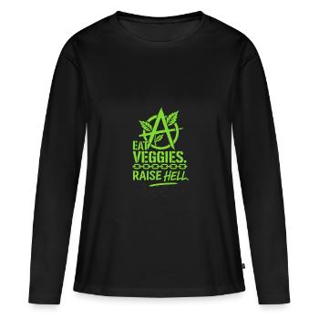 Végétalien Punk Rebelle Végétalien Végétalien Anarchiste Végétalien - T-shirt manches longues Premium bio Femme - noir - Devant - Julia (174cm)
