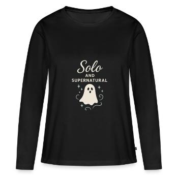 Rupture fantomatique-humour-rencontre-erreur-célibataire - T-shirt manches longues Premium bio Femme - noir - Devant - Julia (174cm)