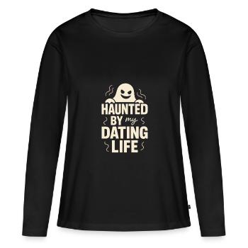 Rupture fantomatique-humour-rencontre-erreur-célibataire - T-shirt manches longues Premium bio Femme - noir - Devant - Julia (174cm)