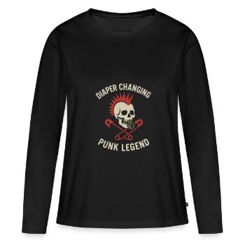 Punk Dad Alternatif Paternité Rebelle - T-shirt manches longues Premium bio Femme - noir - Devant - Julia (174cm)