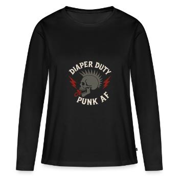 Punk Dad Alternatif Paternité Rebelle - T-shirt manches longues Premium bio Femme - noir - Devant - Julia (174cm)
