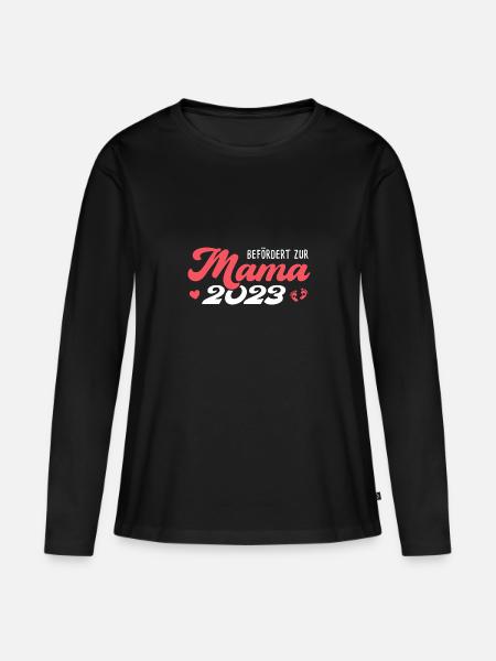 Werdende Mama 2023 Schwangerschaft verkünden - Frauen Premium Bio Langarmshirt - Schwarz