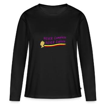 never complain never explain - cadeau - t-shirt - T-shirt manches longues Premium bio Femme - noir - Devant - Julia (174cm)