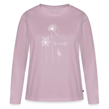 Pusteblume - Löwenzahn - Life is beautiful - Frauen Premium Bio Langarmshirt - Altrosa - Vorne - Julia (174cm)