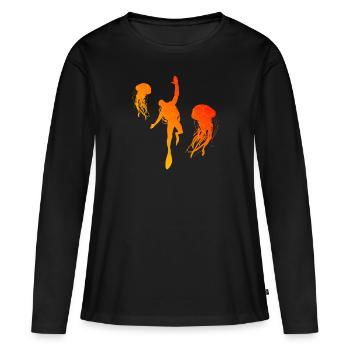 Plongeurs Plongée plongée Plongée plongée plongée libre - T-shirt manches longues Premium bio Femme - noir - Devant - Julia (174cm)