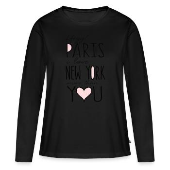 Paris - T-shirt manches longues Premium bio Femme - noir - Devant - Julia (174cm)