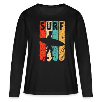 Planche de surf - T-shirt manches longues Premium bio Femme - noir - Devant - Julia (174cm)