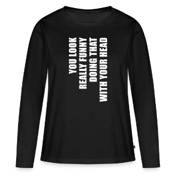 Phrase tordue - T-shirt manches longues Premium bio Femme - noir - Devant - Julia (174cm)