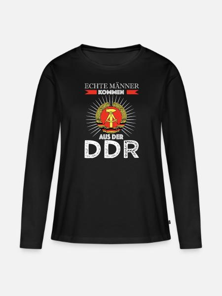 Echte Männer DDR Spruch Deutschland - Frauen Premium Bio Langarmshirt - Schwarz