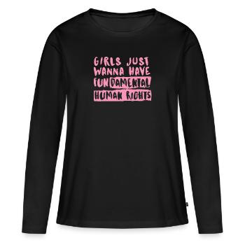 Girls just wanna have fundamental human rights - T-shirt manches longues Premium bio Femme - noir - Devant - Julia (174cm)