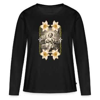 Jésus, l’Enfant-Christ, Jésus-Christ - T-shirt manches longues Premium bio Femme - noir - Devant - Julia (174cm)