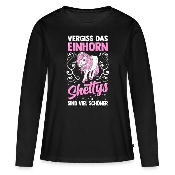 Shetlandpony Shetty Pony Geschenk Pferde Reiten - Frauen Premium Bio Langarmshirt - Schwarz - Vorne - Julia (174cm)
