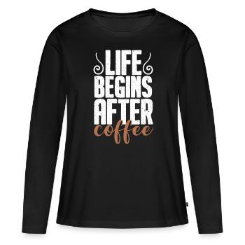 Café buveurs de café Amateurs de café - T-shirt manches longues Premium bio Femme - noir - Devant - Julia (174cm)