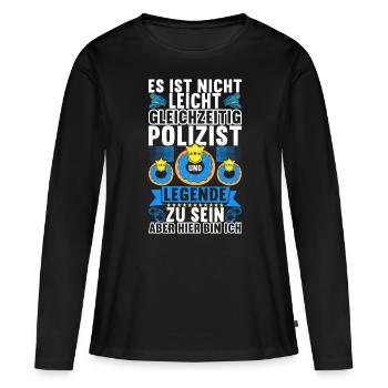 Polizei Polizist - Frauen Premium Bio Langarmshirt - Schwarz - Vorne - Julia (174cm)