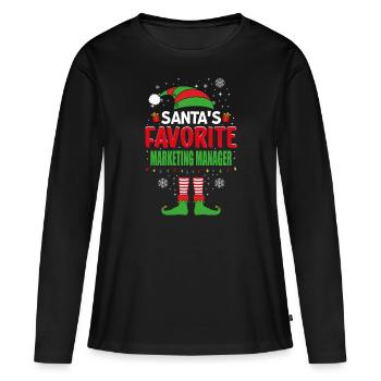 Santa's Favorite Marketing Manager Elf Christmas - Frauen Premium Bio Langarmshirt - Schwarz - Vorne - Julia (174cm)