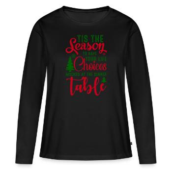 La saison des choix de design de Noël - T-shirt manches longues Premium bio Femme - noir - Devant - Julia (174cm)