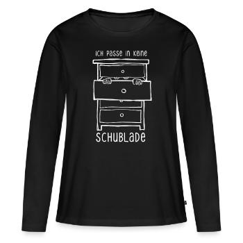 Ich passe in keine Schublade - Spruch - Frauen Premium Bio Langarmshirt - Schwarz - Vorne - Julia (174cm)