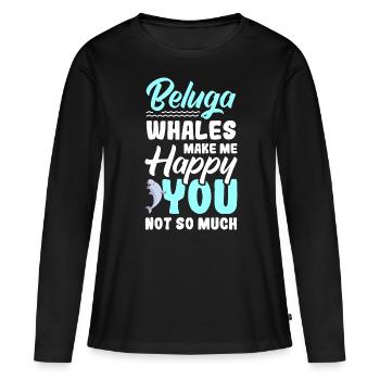 Béluga Béluga Baleine Observation des baleines Dauphin Dauphin - T-shirt manches longues Premium bio Femme - noir - Devant - Julia (174cm)
