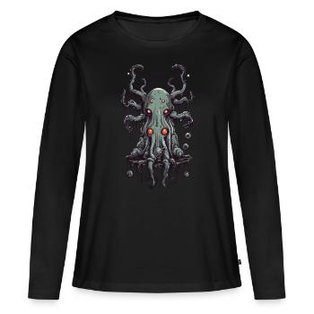 Monstre visqueux, créature mignonne de la nuit - T-shirt manches longues Premium bio Femme - noir - Devant - Julia (174cm)