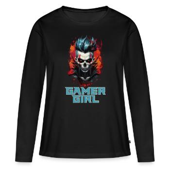 Gamer-Girl: Apokalyptischer Chic - Frauen Premium Bio Langarmshirt - Schwarz - Vorne - Julia (174cm)