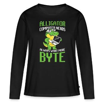 Alligator Computer Nerd Byte für Krokodil Fan - Frauen Premium Bio Langarmshirt - Schwarz - Vorne - Julia (174cm)