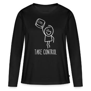 Take Control – Lustiges IT-Design - Frauen Premium Bio Langarmshirt - Schwarz - Vorne - Julia (174cm)
