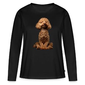 Caniche - T-shirt manches longues Premium bio Femme - noir - Devant - Julia (174cm)