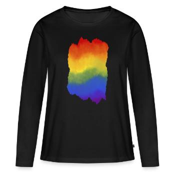 Flou et déchiré - T-shirt manches longues Premium bio Femme - noir - Devant - Julia (174cm)