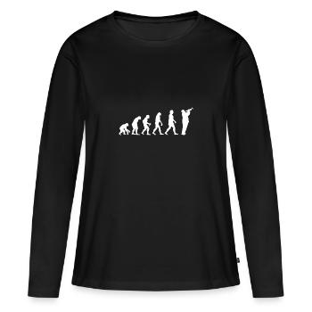 Cadeau d'instrument de bande de musicien de trompette d'évolution - T-shirt manches longues Premium bio Femme - noir - Devant - Julia (174cm)