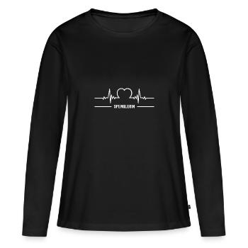 Spenglerin Herzschlag Herz EKG Spenglerei Beruf - Frauen Premium Bio Langarmshirt - Schwarz - Vorne - Julia (174cm)
