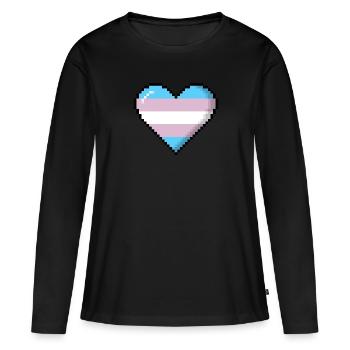 Transgender Pride 8Bit Pixel Herz - Frauen Premium Bio Langarmshirt - Schwarz - Vorne - Julia (174cm)