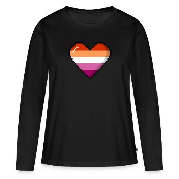 Lesbenstolz 8Bit Pixel Herz - Frauen Premium Bio Langarmshirt - Schwarz - Vorne - Julia (174cm)