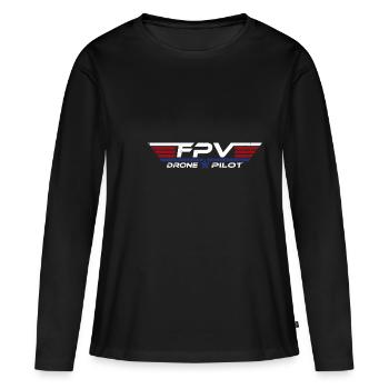 FPV Drone Drone Pilote de drone Pilote de drone Pilote de drone - T-shirt manches longues Premium bio Femme - noir - Devant - Julia (174cm)
