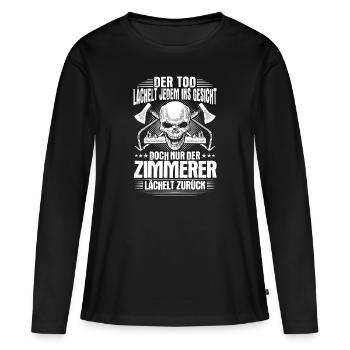 Zimmerer Zimmermann Zimmerei Geschenk Geschenkidee - Frauen Premium Bio Langarmshirt - Schwarz - Vorne - Julia (174cm)