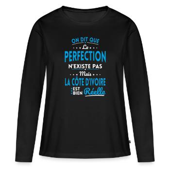 Perfection n'existe pas Côte d'Ivoire est Réelle - T-shirt manches longues Premium bio Femme - noir - Devant - Julia (174cm)
