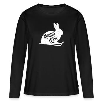 Ski Hase Mama Häschen Skifahren Haserl Skifahrerin - Frauen Premium Bio Langarmshirt - Schwarz - Vorne - Julia (174cm)