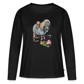Thellwell Cheval Saut D'Obstacles - T-shirt manches longues Premium bio Femme - noir - Devant - Julia (174cm)